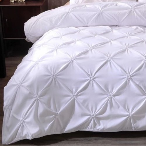 Premium King Size 6 Pieces Pinch Pleat Plain Pearl White, Bedding Set by 5 | Souqify