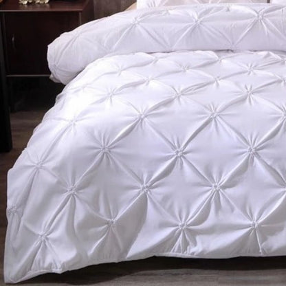 Premium King Size 6 Pieces Pinch Pleat Plain Pearl White, Bedding Set by 5 | Souqify