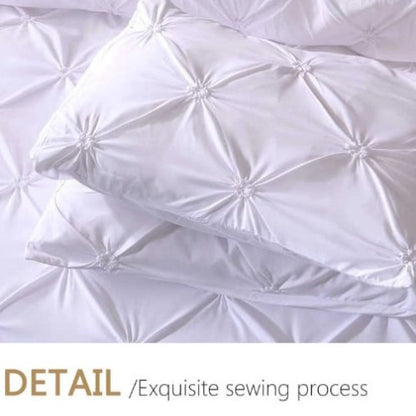 Premium King Size 6 Pieces Pinch Pleat Plain Pearl White, Bedding Set by 5 | Souqify