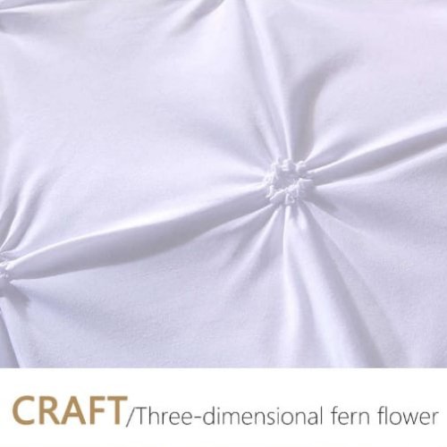 Premium King Size 6 Pieces Pinch Pleat Plain Pearl White, Bedding Set by 5 | Souqify