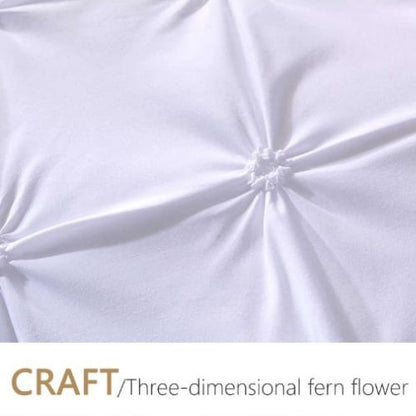 Premium King Size 6 Pieces Pinch Pleat Plain Pearl White, Bedding Set by 5 | Souqify