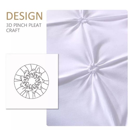 Premium King Size 6 Pieces Pinch Pleat Plain Pearl White, Bedding Set by 5 | Souqify