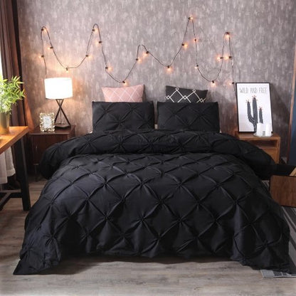 Premium King size 6 pieces Without filler, Pinch pleat plain black color, Bedding Set by 5 | Souqify