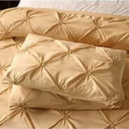 Premium King size 6 pieces Without filler, Pinch pleat plain gold color , Bedding Set by 5 | Souqify