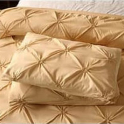 Premium King size 6 pieces Without filler, Pinch pleat plain gold color , Bedding Set by 5 | Souqify