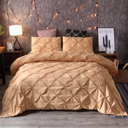 Premium King size 6 pieces Without filler, Pinch pleat plain gold color , Bedding Set by 5 | Souqify