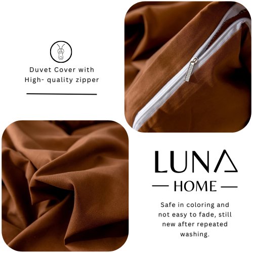 Premium Queen/Double size 6 pieces Bedding Set without filler, Plain Golden Brown Color by 5 | Souqify