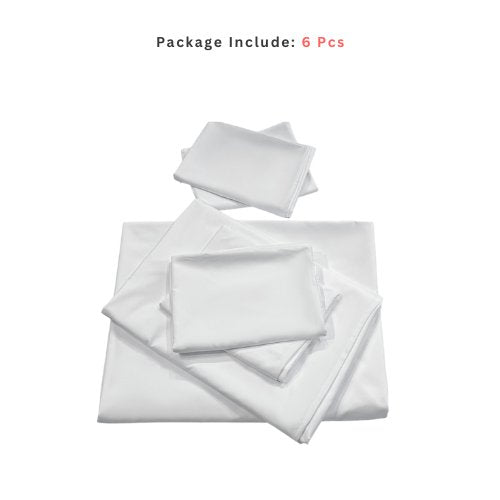 Premium Queen/Double size 6 pieces Bedding Set without filler, Plain White Color by 5 | Souqify