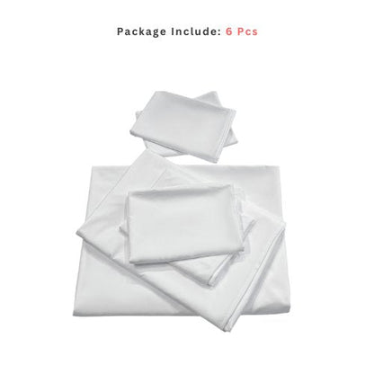 Premium Queen/Double size 6 pieces Bedding Set without filler, Plain White Color by 5 | Souqify