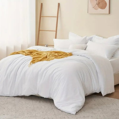 Premium Queen/Double size 6 pieces Bedding Set without filler, Plain White Color by 5 | Souqify