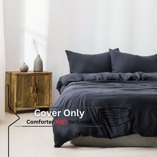 Premium Single size 4 pieces Bedding Set without filler, Plain Black Color by 5 | Souqify