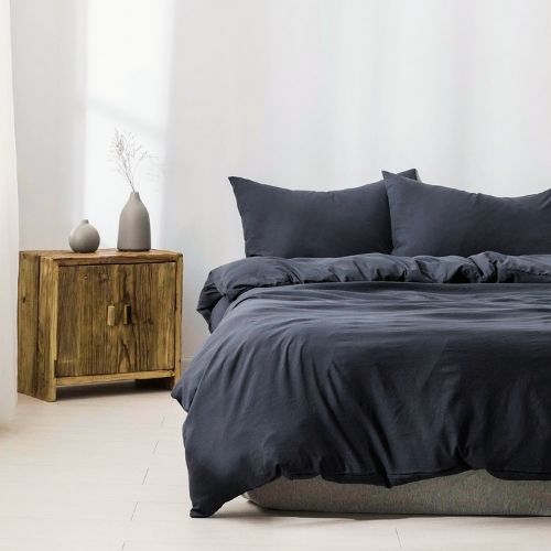 Premium Single size 4 pieces Bedding Set without filler, Plain Black Color by 5 | Souqify