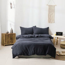 Premium Single size 4 pieces Bedding Set without filler, Plain Black Color by 5 | Souqify