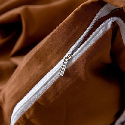 Premium Single size 4 pieces Bedding Set without filler, Plain Golden Brown Color by 5 | Souqify