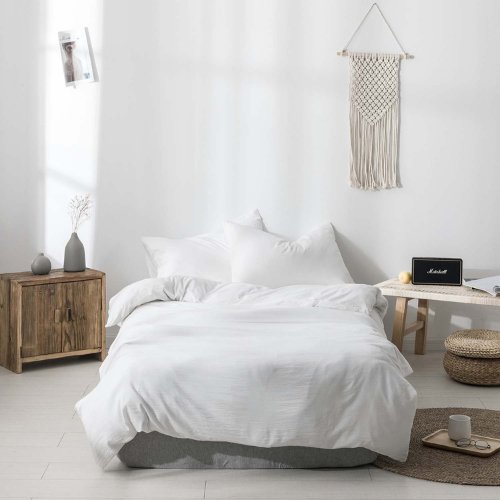 Premium Single size 4 pieces Bedding Set without filler, Plain White Color