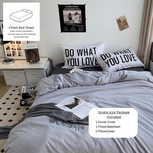 Premium Single Size 4 Pieces Constructor Design with 2 Print Pillow Covers, Plain Grey and Light Grey color. by 5 | Souqify