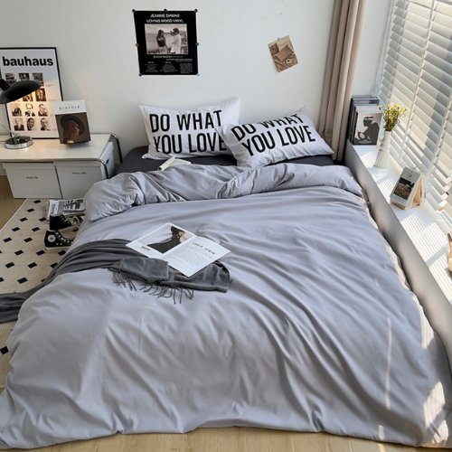 Premium Single Size 4 Pieces Constructor Design with 2 Print Pillow Covers, Plain Grey and Light Grey color. by 5 | Souqify