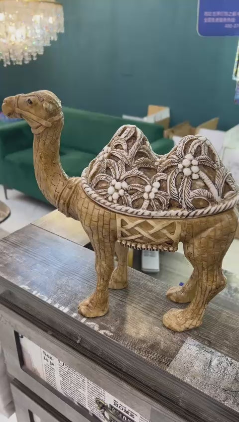 Wooden Camel with Patterned Humps