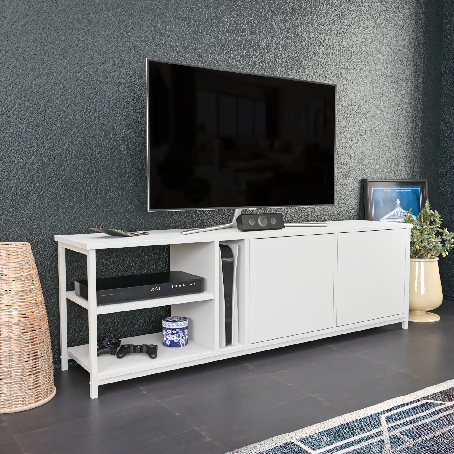 Primrose TV Unit - White-White by DECOROTIKA | Souqify