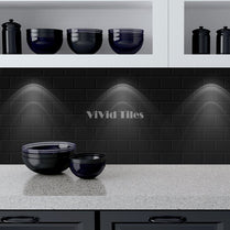 Pure Black Brick PET Tile VP118 by Vivid Tiles | Souqify