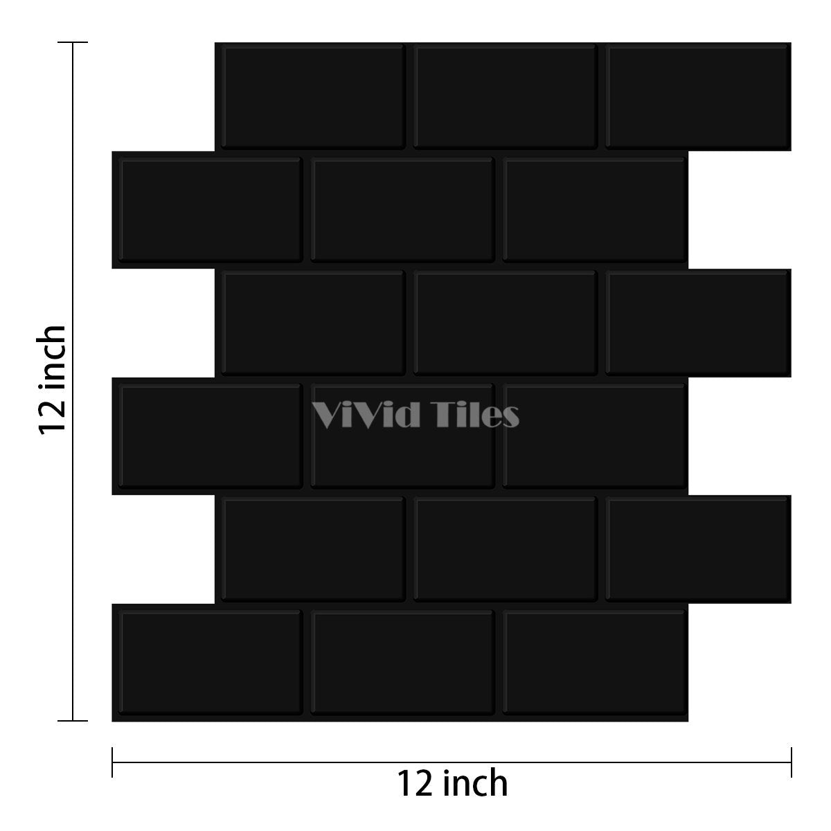 Pure Black Brick PET Tile VP118 by Vivid Tiles | Souqify