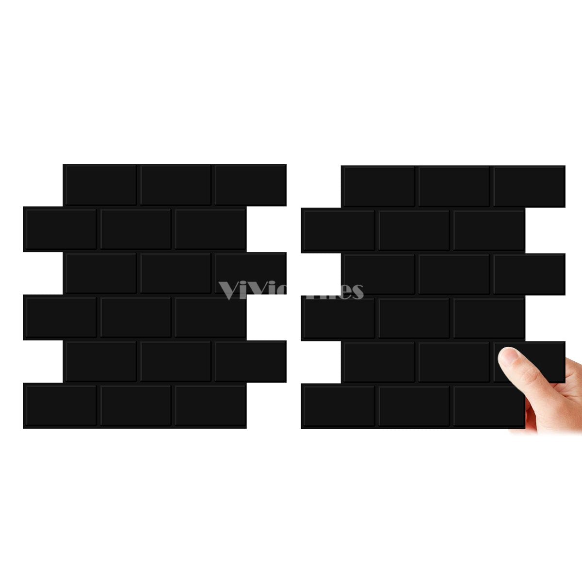 Pure Black Brick PET Tile VP118 by Vivid Tiles | Souqify