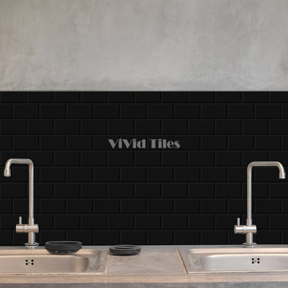 Pure Black Brick PET Tile VP118 by Vivid Tiles | Souqify