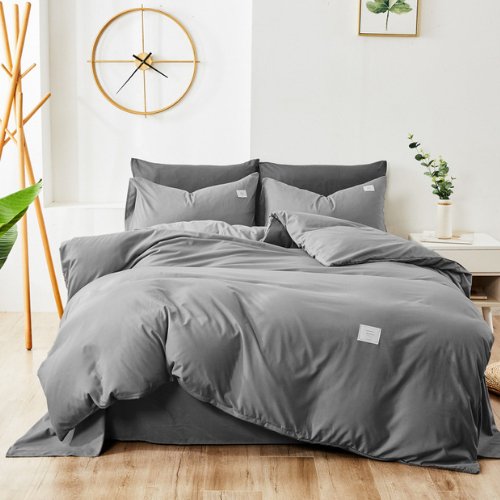 Queen/Double Size without Filler 6 Pieces, Plain Grey Color, Bedding Set by 5 | Souqify