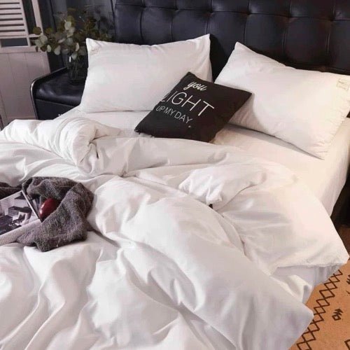 Queen/Double size without filler 6 pieces, Plain white color , Bedding Set by 5 | Souqify