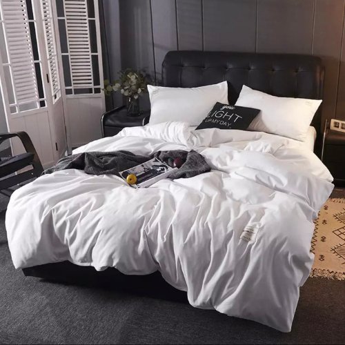 Queen/Double size without filler 6 pieces, Plain white color , Bedding Set by 5 | Souqify