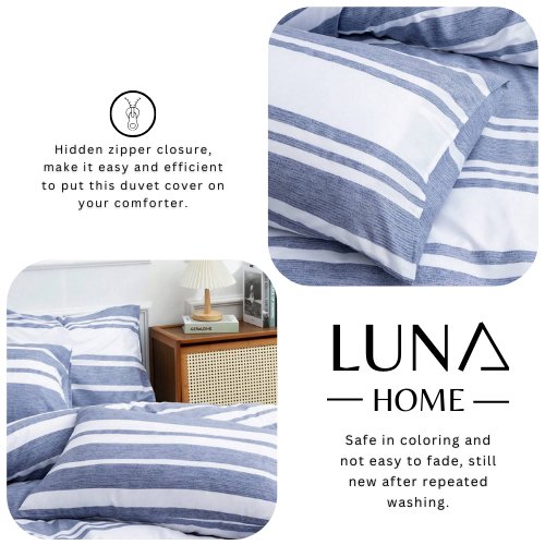 Queen size 6 pieces, Blue Stripe Design Duvet cover set. by 5 | Souqify