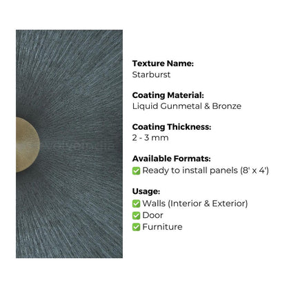 Ready to Install Wall Panels - 114 Liquid Metal over ACP backing 1.2m X 2.4m by Evolve | Souqify
