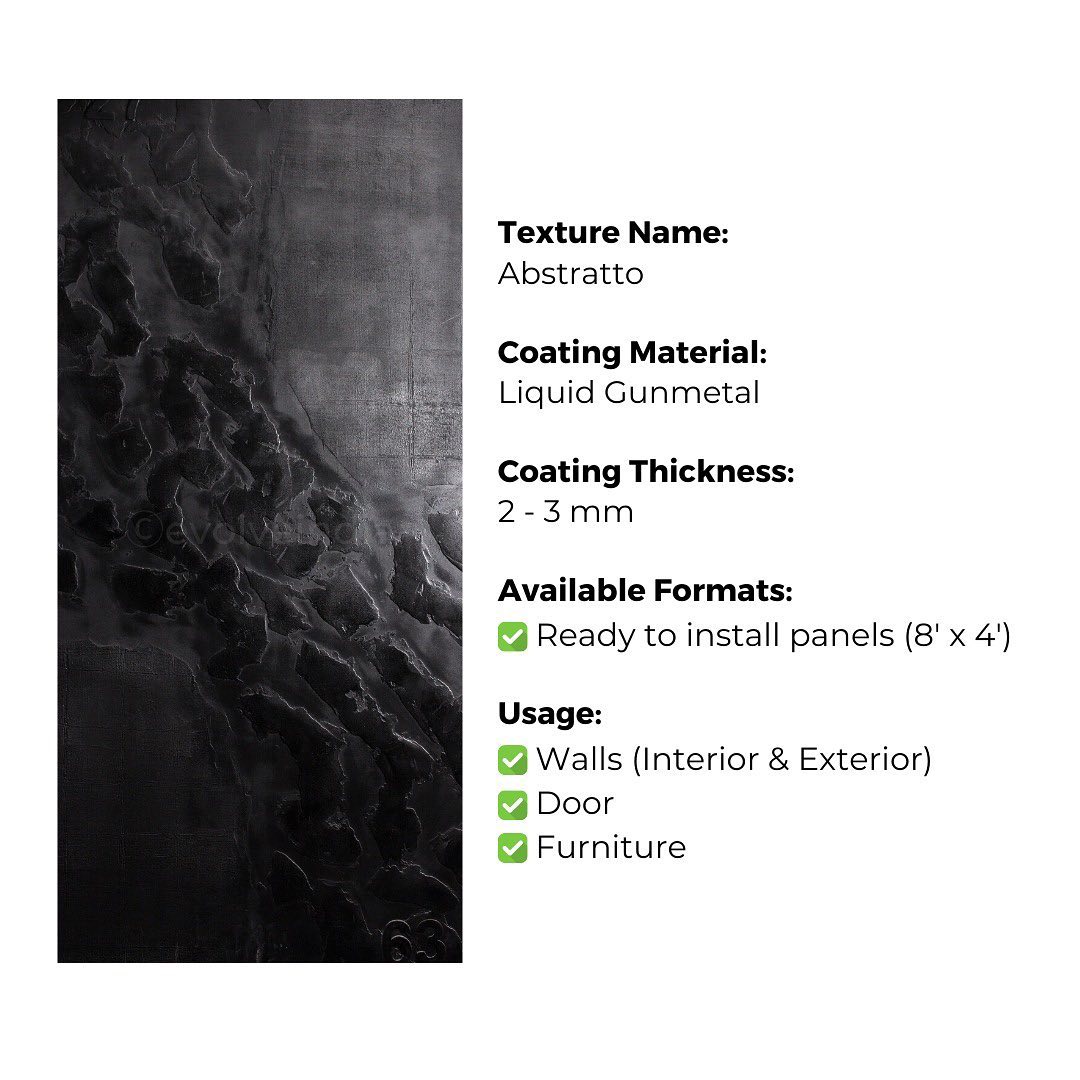 Ready to Install Wall Panels - 80 Liquid Metal over ACP backing 1.2m X 2.4m by Evolve | Souqify