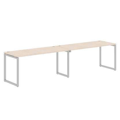 RECTANGULAR SHAPE CLUSTER OF 02 WORKSTATION MADE IN 25MM MFC TOP, E1 LAMINATE CHIPBOARD WITH WOODEN MODESTY PANEL 40X40MM METAL O SHAPE FRAMES by Treejar | Souqify