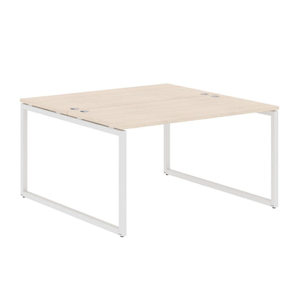 RECTANGULAR SHAPE CLUSTER OF 02 WORKSTATION MADE IN 25MM MFC TOP, E1 LAMINATE CHIPBOARD WITH WOODEN MODESTY PANEL 40X40MM METAL O SHAPE FRAMES by Treejar | Souqify