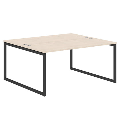 RECTANGULAR SHAPE CLUSTER OF 02 WORKSTATION MADE IN 25MM MFC TOP, E1 LAMINATE CHIPBOARD WITH WOODEN MODESTY PANEL 40X40MM METAL O SHAPE FRAMES by Treejar | Souqify