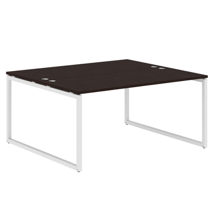 RECTANGULAR SHAPE CLUSTER OF 02 WORKSTATION MADE IN 25MM MFC TOP, E1 LAMINATE CHIPBOARD WITH WOODEN MODESTY PANEL 40X40MM METAL O SHAPE FRAMES by Treejar | Souqify
