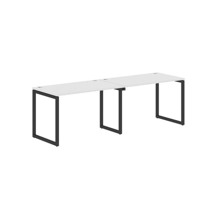 RECTANGULAR SHAPE CLUSTER OF 02 WORKSTATION MADE IN 25MM MFC TOP, E1 LAMINATE CHIPBOARD WITH WOODEN MODESTY PANEL 40X40MM METAL O SHAPE FRAMES by Treejar | Souqify