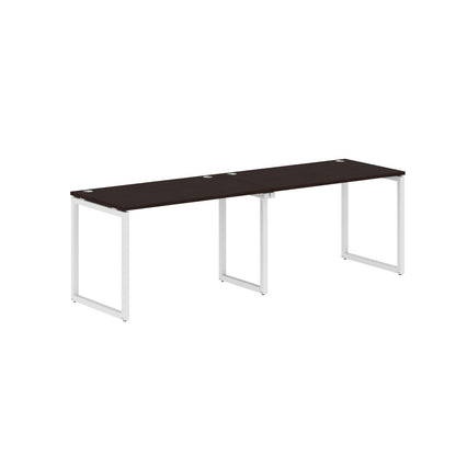 RECTANGULAR SHAPE CLUSTER OF 02 WORKSTATION MADE IN 25MM MFC TOP, E1 LAMINATE CHIPBOARD WITH WOODEN MODESTY PANEL 40X40MM METAL O SHAPE FRAMES by Treejar | Souqify