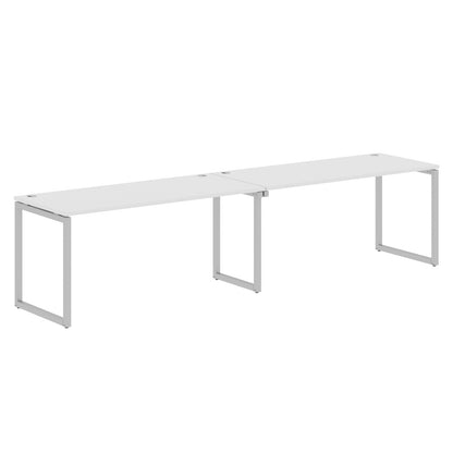 RECTANGULAR SHAPE CLUSTER OF 02 WORKSTATION MADE IN 25MM MFC TOP, E1 LAMINATE CHIPBOARD WITH WOODEN MODESTY PANEL 40X40MM METAL O SHAPE FRAMES by Treejar | Souqify