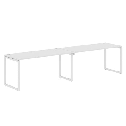 RECTANGULAR SHAPE CLUSTER OF 02 WORKSTATION MADE IN 25MM MFC TOP, E1 LAMINATE CHIPBOARD WITH WOODEN MODESTY PANEL 40X40MM METAL O SHAPE FRAMES by Treejar | Souqify