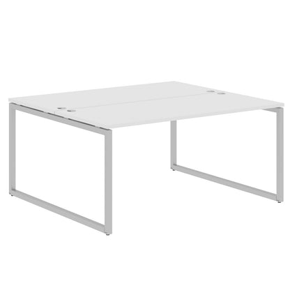 RECTANGULAR SHAPE CLUSTER OF 02 WORKSTATION MADE IN 25MM MFC TOP, E1 LAMINATE CHIPBOARD WITH WOODEN MODESTY PANEL 40X40MM METAL O SHAPE FRAMES by Treejar | Souqify