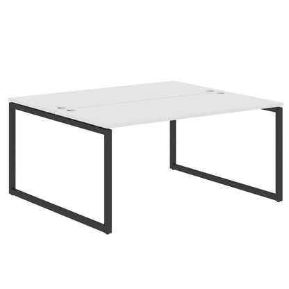 RECTANGULAR SHAPE CLUSTER OF 02 WORKSTATION MADE IN 25MM MFC TOP, E1 LAMINATE CHIPBOARD WITH WOODEN MODESTY PANEL 40X40MM METAL O SHAPE FRAMES by Treejar | Souqify
