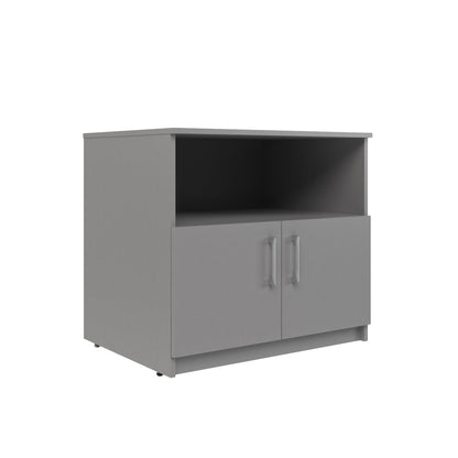 RECTANGULAR SHAPE CREDENZA MADE IN E1 LAMINATE CHIPBOARD WITH OPEN SHELF AND WOODEN SWING DOORS 774x600x712 White by Treejar | Souqify