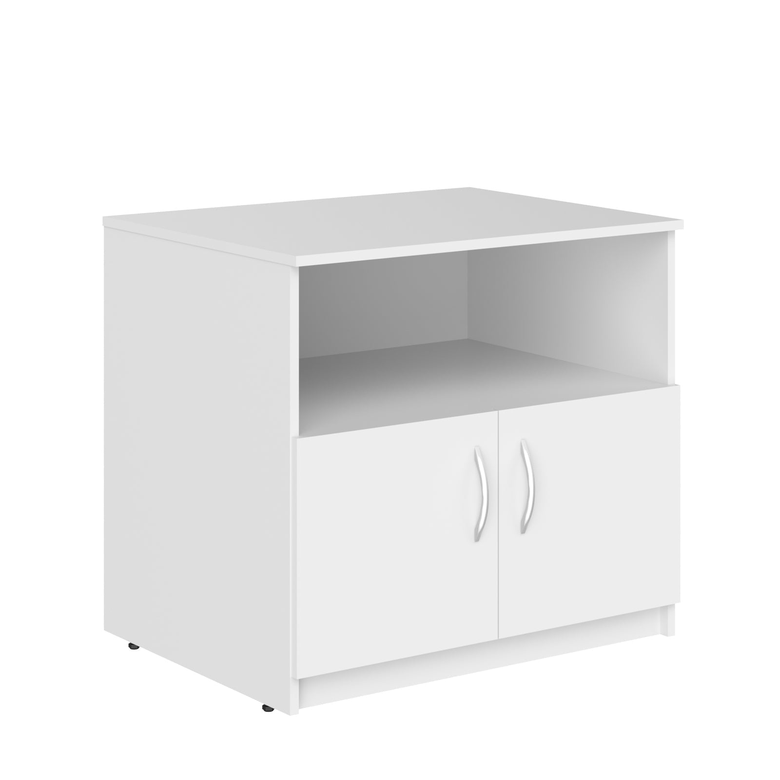 RECTANGULAR SHAPE CREDENZA MADE IN E1 LAMINATE CHIPBOARD WITH OPEN SHELF AND WOODEN SWING DOORS 774x600x712 White by Treejar | Souqify