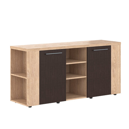 RECTANGULAR SHAPE HIGH EXECUTIVE CREDENZA, MADE IN E1 LAMINATE CHIPBOARD WITH 38MM TOP, WITH DOORS AND OPEN SHELVES by Treejar | Souqify