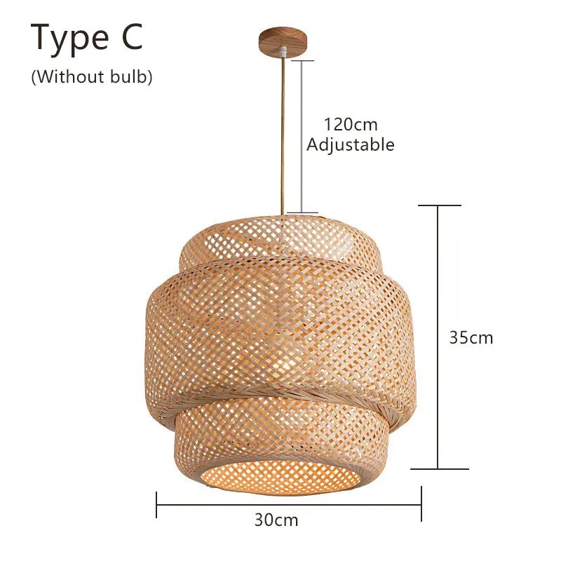 Restaurant Chandelier Tea House Lantern Bamboo Weave Chandelier Bamboo Lamp Pendant Lights Rattan Art Bedside Lamp Night by Zhongsan | Souqify