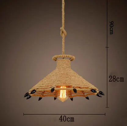 Retro iron hemp rope pendant lights Bar cafe dinning room Warehouse bird cage Hand Knitted Hemp rope hanging lamp industria by Zhongsan | Souqify
