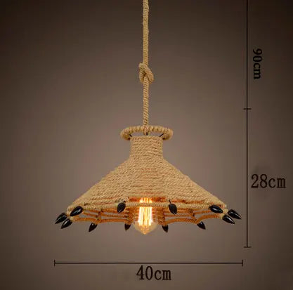 Retro iron hemp rope pendant lights Bar cafe dinning room Warehouse bird cage Hand Knitted Hemp rope hanging lamp industria by Zhongsan | Souqify