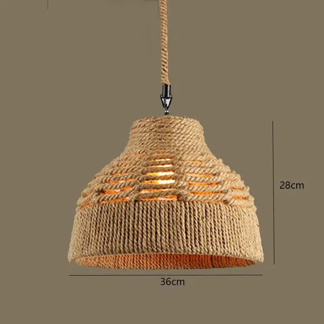 Retro iron hemp rope pendant lights Bar cafe dinning room Warehouse bird cage Hand Knitted Hemp rope hanging lamp industria by Zhongsan | Souqify